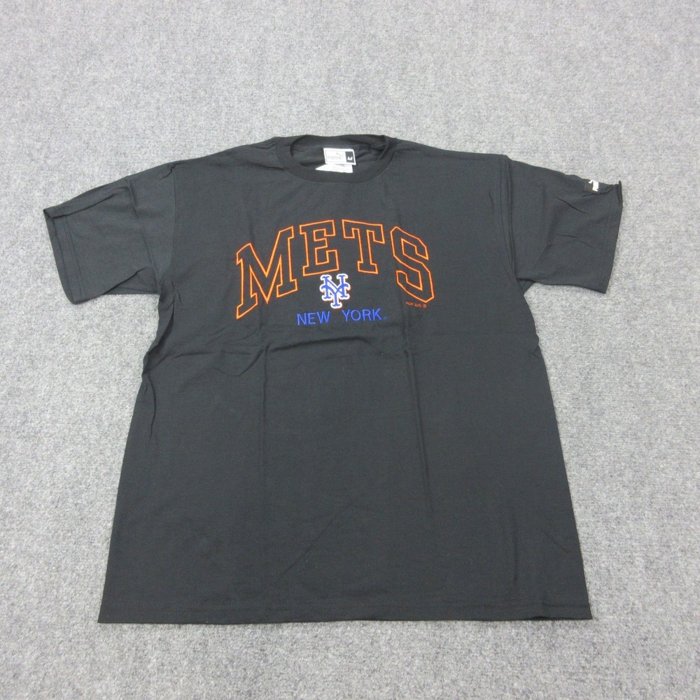 Vintage New York Mets Shirt Mens Medium Black MLB Baseball Puma Tee 2000s
